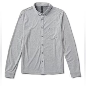 Vuori Ace Long Sleeve Button Down Shirt Light Gray‎ Small